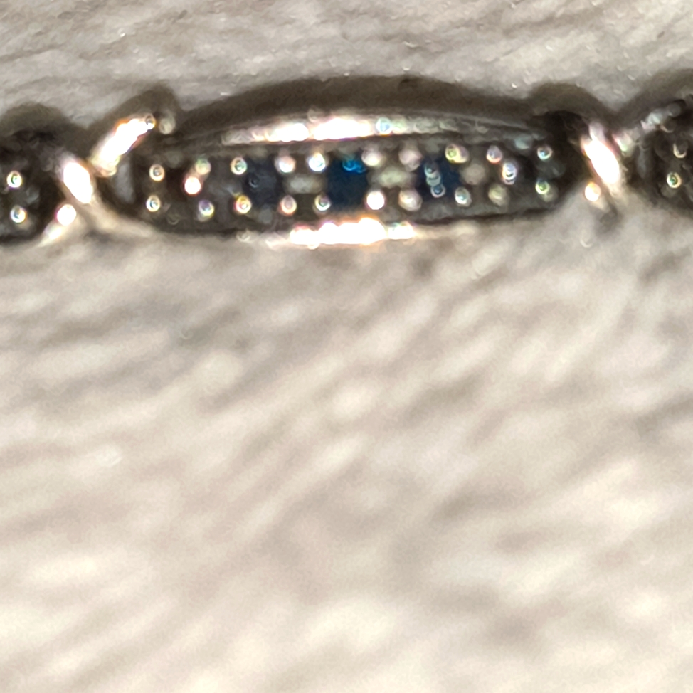 925 Ss And Blue Diamond Bracelet With Locking Safety Clasp , 8 "